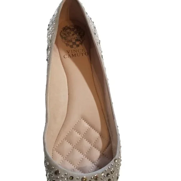 Vince Camuto Studded Suede Ballet Flats Shoe 8.5 Earl Gray True Suede - Picture 7 of 12